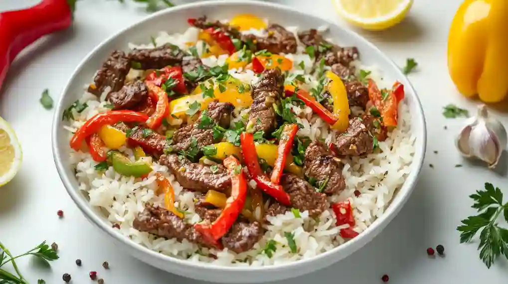 Beef and Peppers Rice