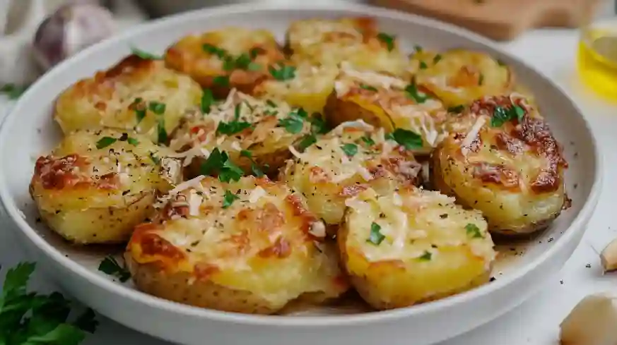 feat Cheesy Smashed Potatoes